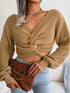 'Lumina' Cropped Cross-Knot Knit Sweater - Celes Fashion